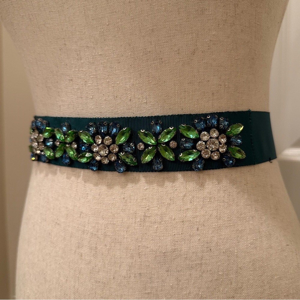 Pennyblack by Max Mara Green Belt with Rhinestones Size: Small Spring/ Summer - Picture 9 of 12
